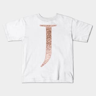 J rose gold glitter monogram letter Kids T-Shirt